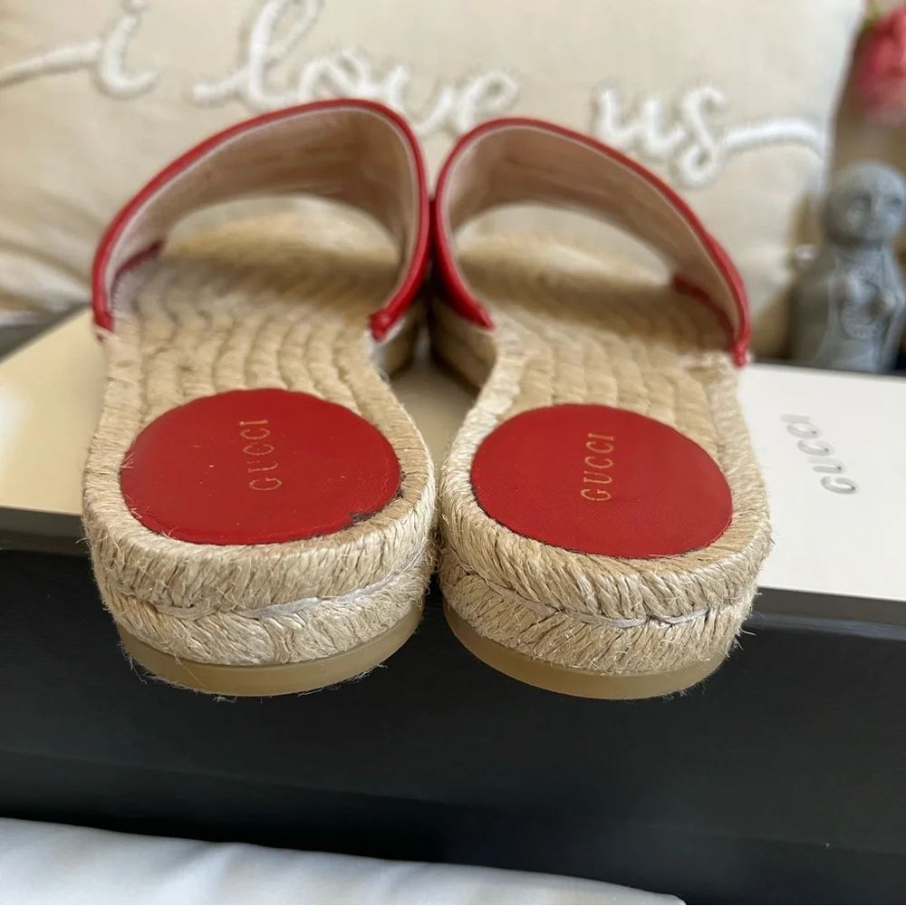 GUCCi Charlotte GG Marmont Nappa Leather Espadrilles Orig Box EU37 Worn Twice!